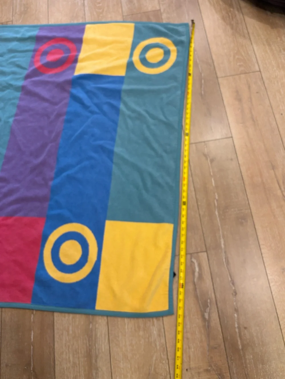 VTG Ibena Germany Geometric Throw Blanket Reversible MCM Blue Yellow Red
