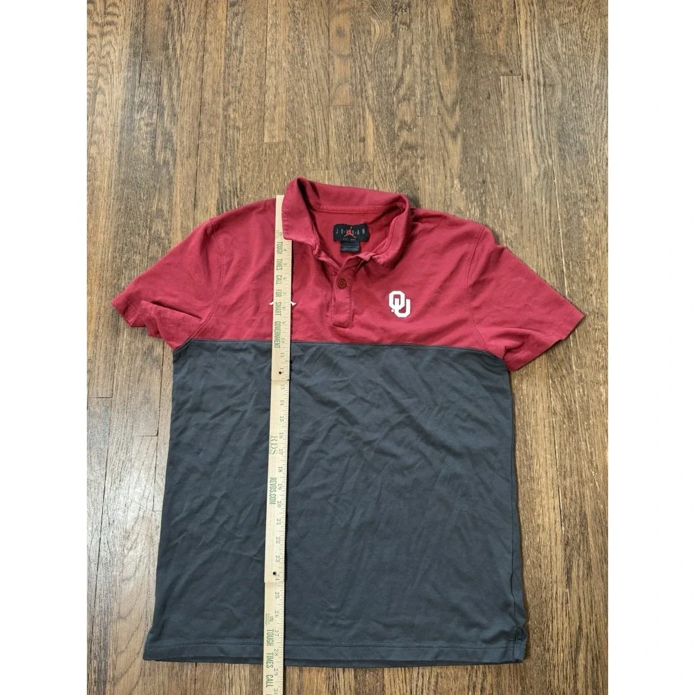 Jordan Oklahoma Sooners OU Polo Shirt Mens Large Red Grey Coaches Performance