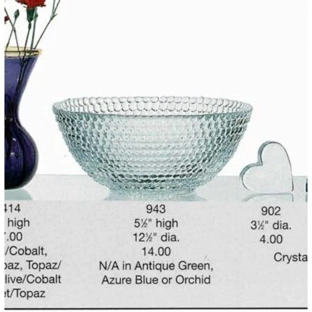 Blenko Art Glass Glimmer Bowl #943L Emerald‎ Green