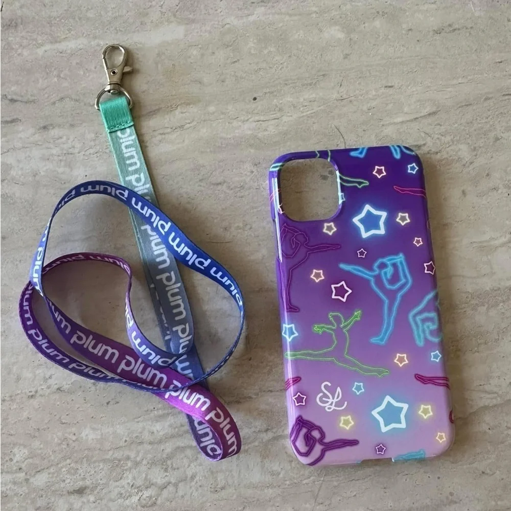 iPhone 11 gymnastics phone case + Plum lanyard