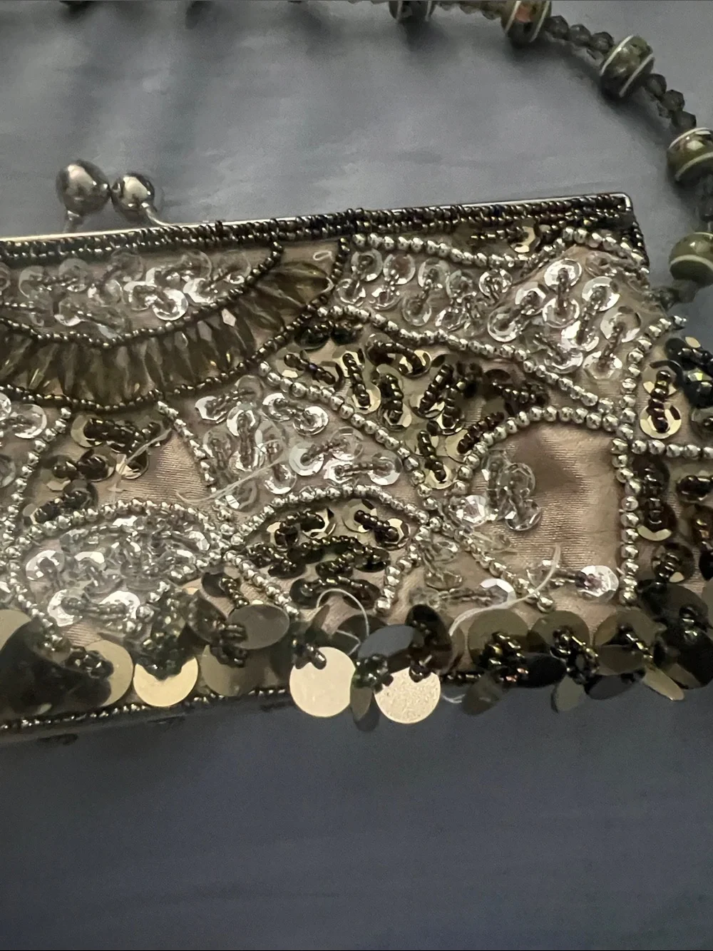 Embellished Evening Clutch Handbag in Champagne Gold