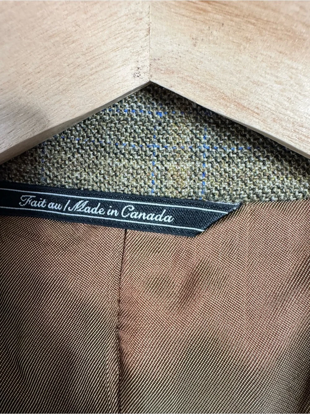 Marc Shale Titus SC Wool Cashmere sport coat blazer 44R olive windowpane