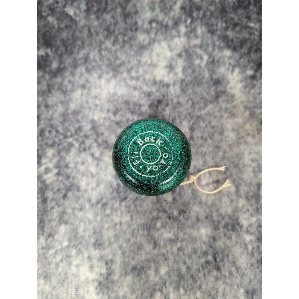 Vintage Green Sparkle Fli-Back Top Wooden Yo-Yo 60-70’s