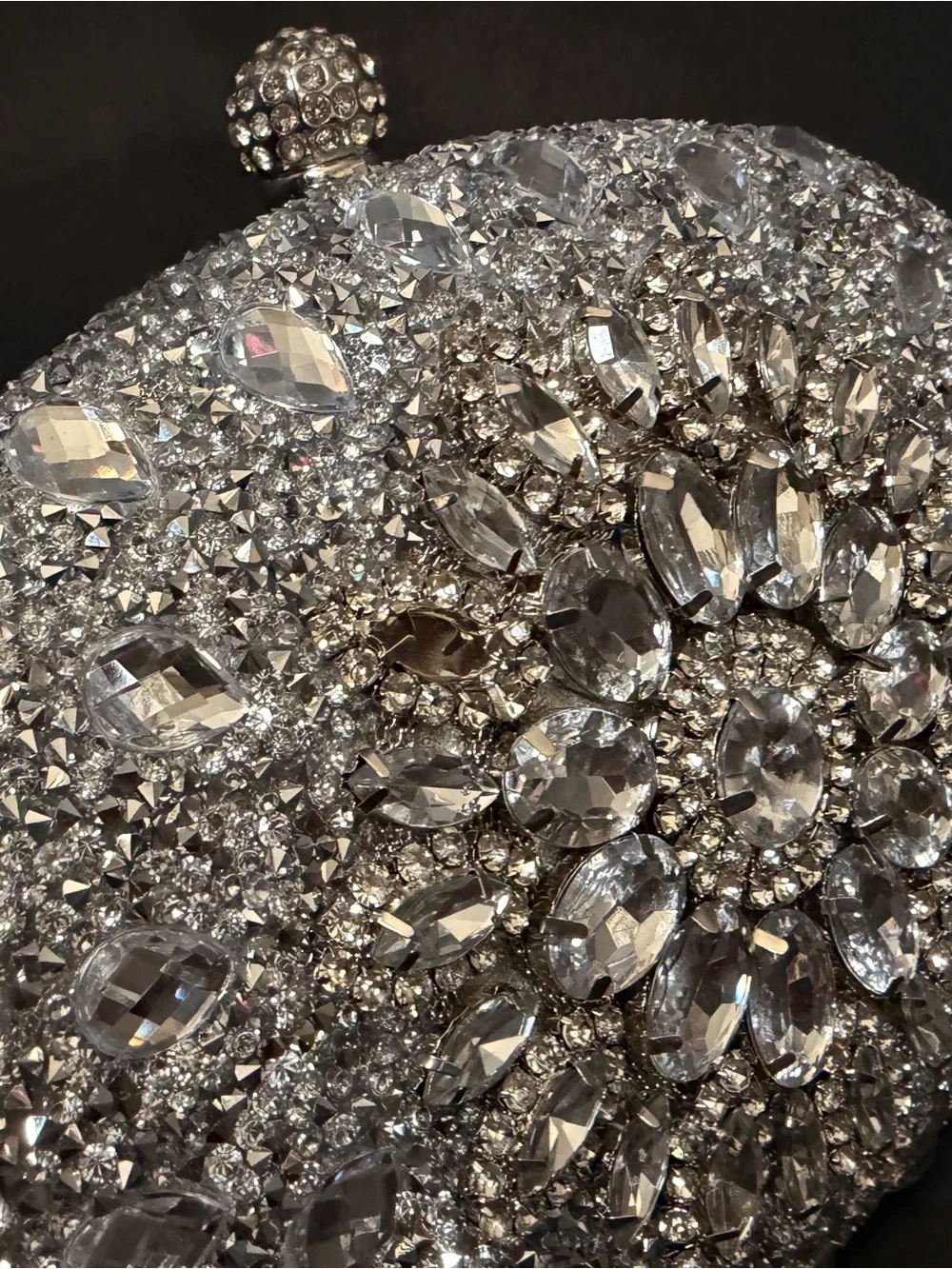 Crystal-Embellished Silver Evening Clutch
