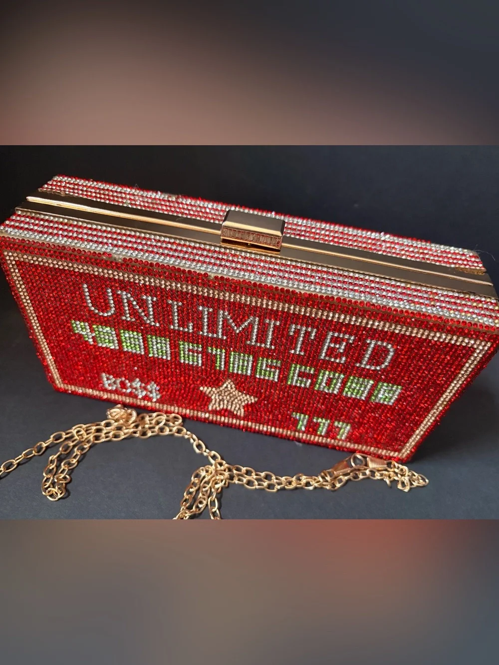 Red Crystal Embellished Evening Clutch