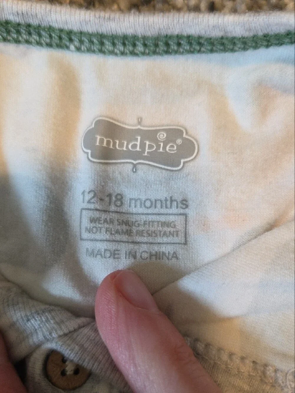 Mud Pie Beige and Green Golf-Print Kids Pajama Set