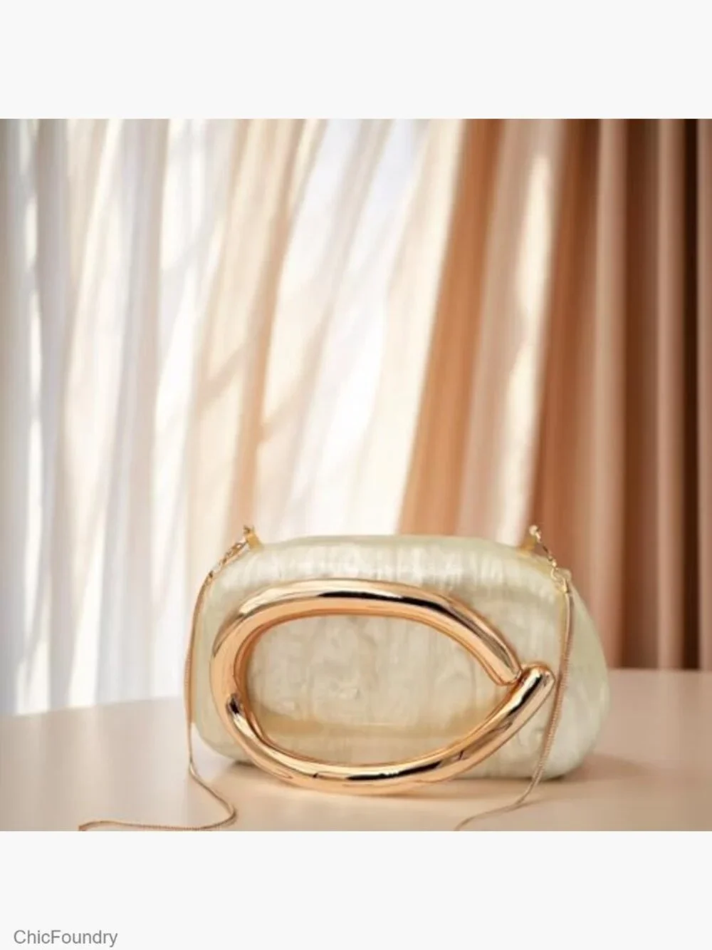 Acrylic Clutch with Metal Handle, Evening Bag for Wedding Party