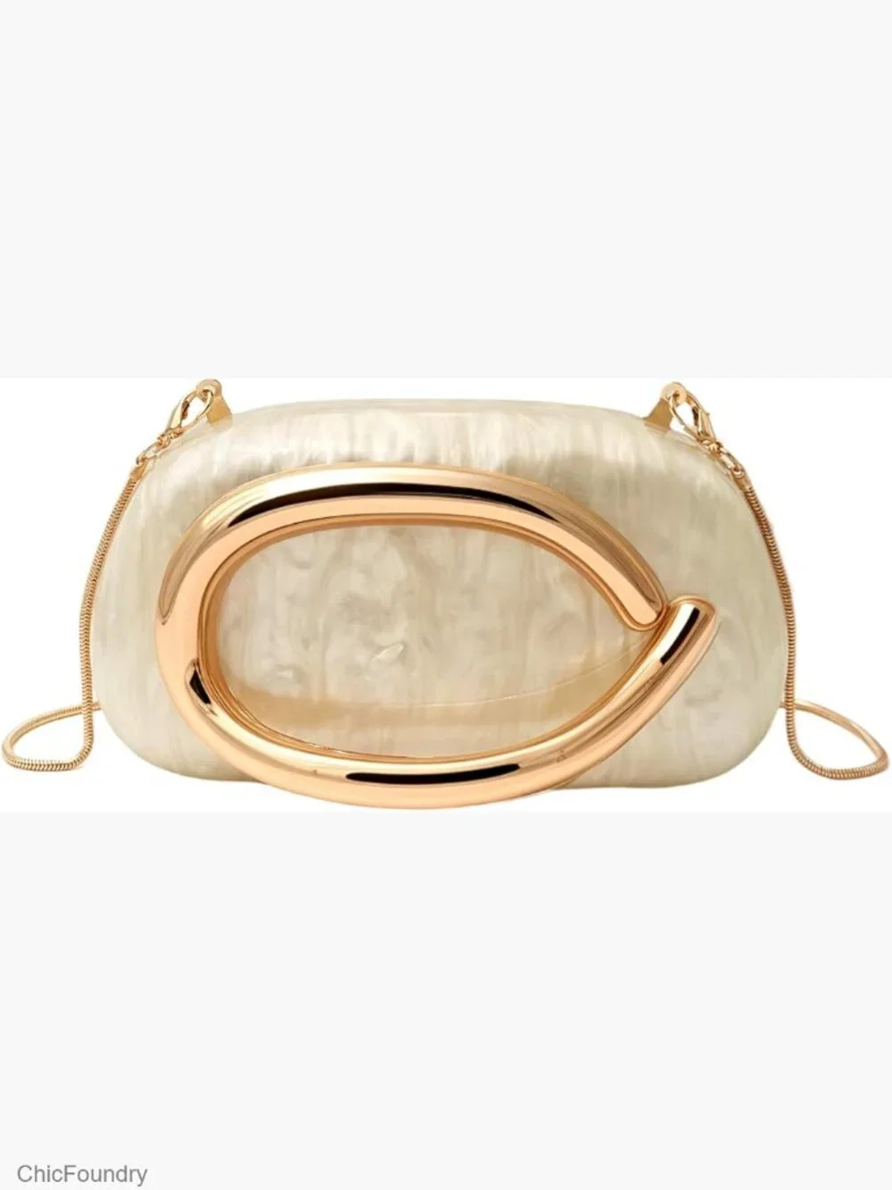 Acrylic Clutch with Metal Handle, Evening Bag for Wedding Party