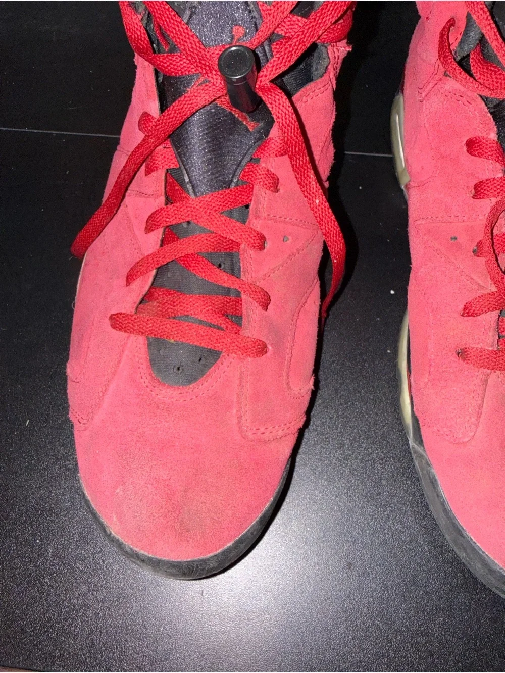 Jordan Men's Red and Black Suede High-Top Sneakers