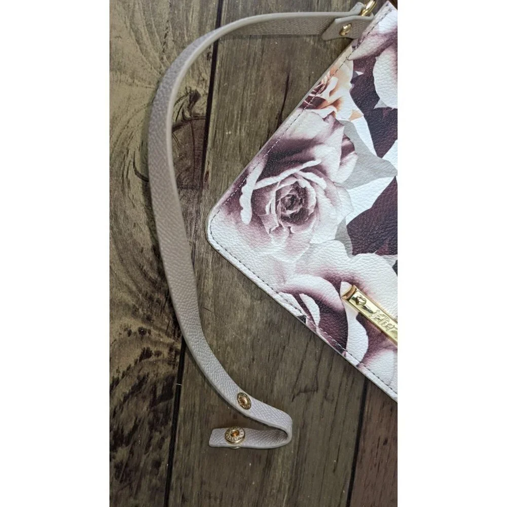 Betsey Johnson Wristlet Pouch Rose Print Signature Logo
