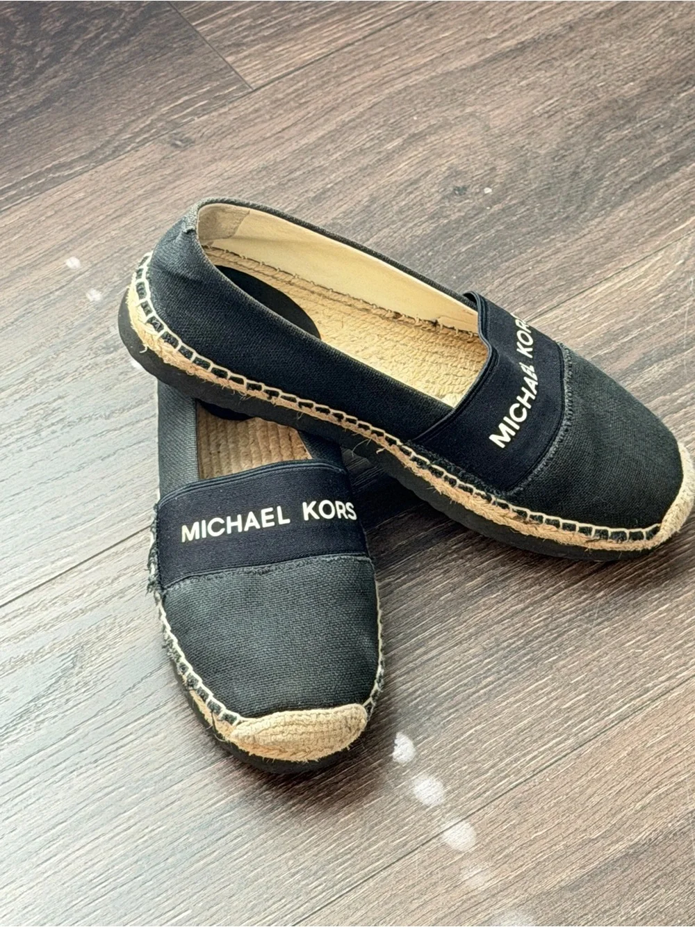 Michael Kors Black Canvas Logo Espadrille Slip-Ons