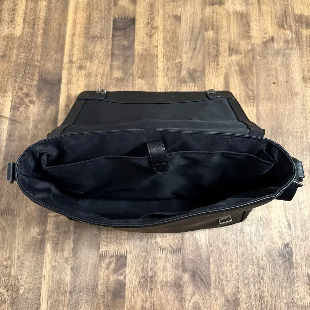 Ted Baker Messenger Bag Briefcase Laptop Faux Leather Professional Unisex Black
