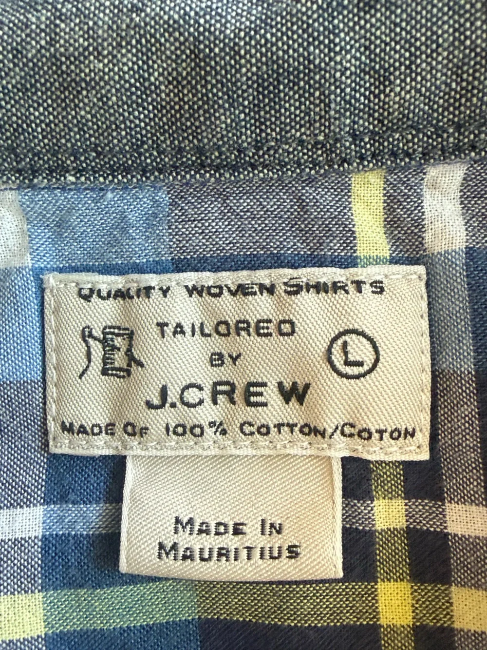 J Crew Men's Red and Blue Plaid Button-Down Shirt 100% Cotton Sz L