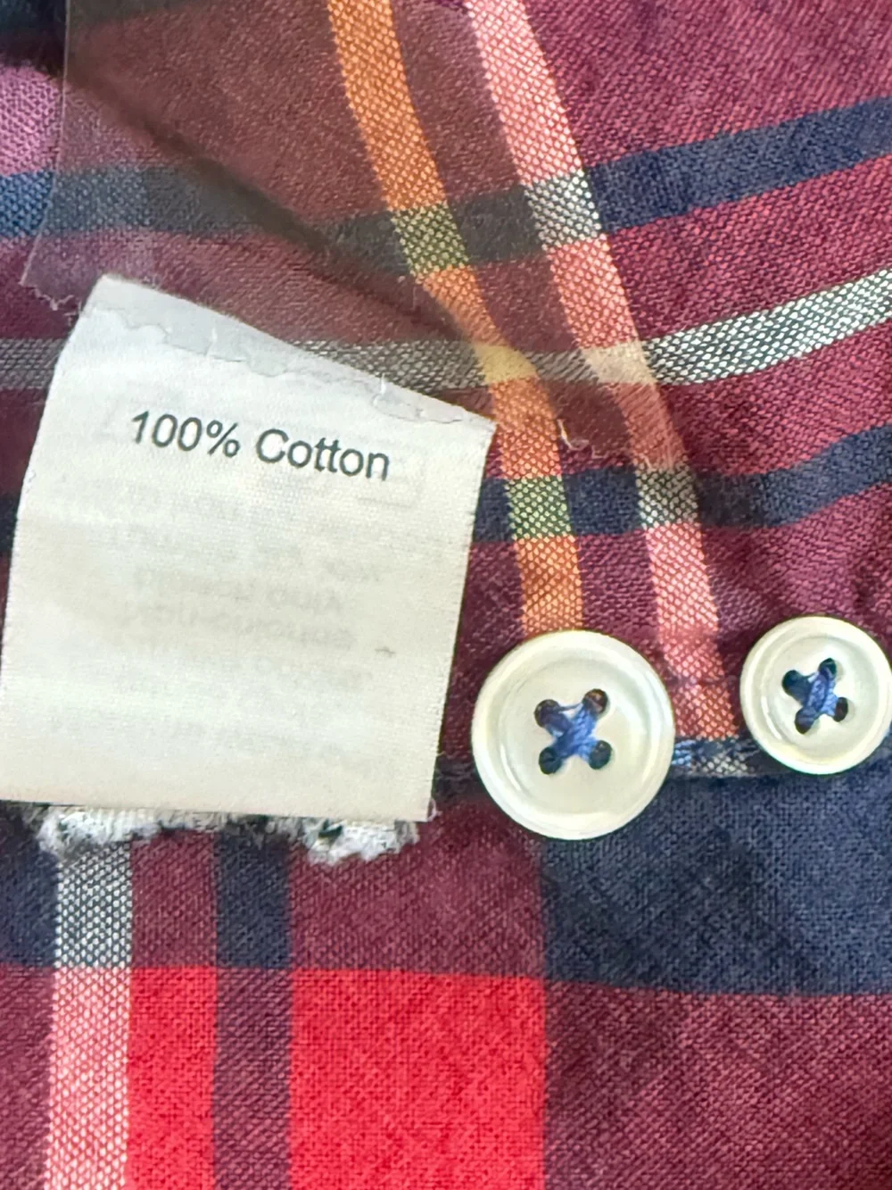 J Crew Men's Red and Blue Plaid Button-Down Shirt 100% Cotton Sz L