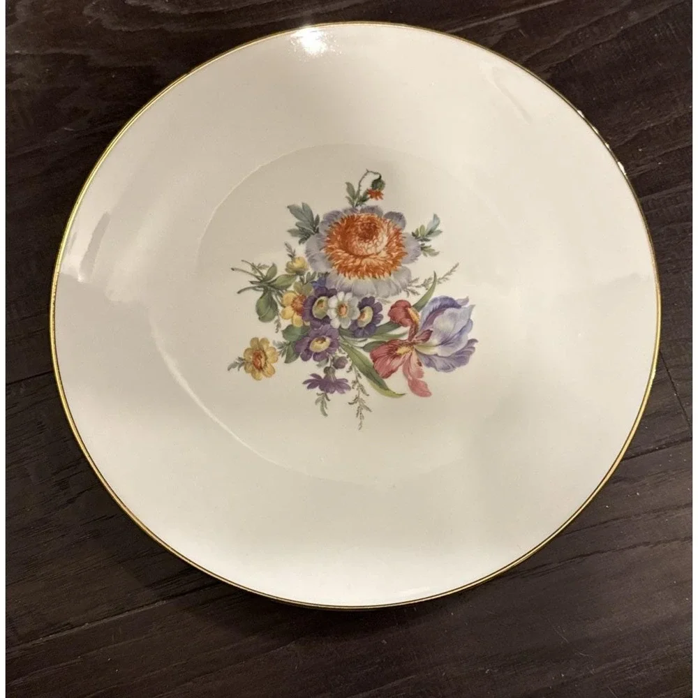 JWK Bavaria Western‎ Germany Floral Flower Round Platter Cake Plate 12 Inch VTG