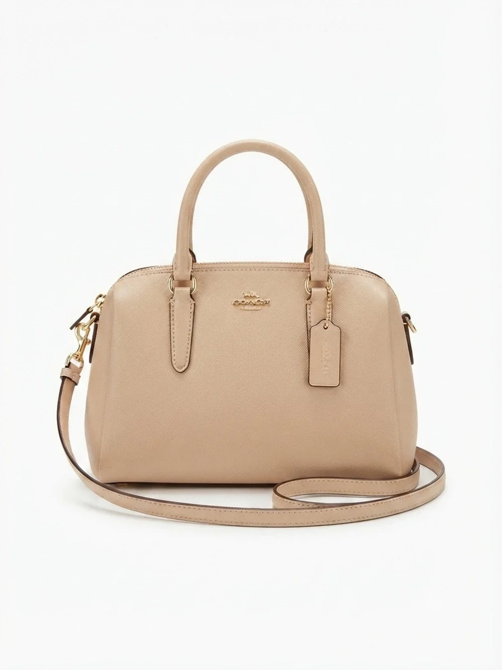 Coach Beige Saffiano Leather Small/ Medium Satchel/Crossbody Bag - (EUC)