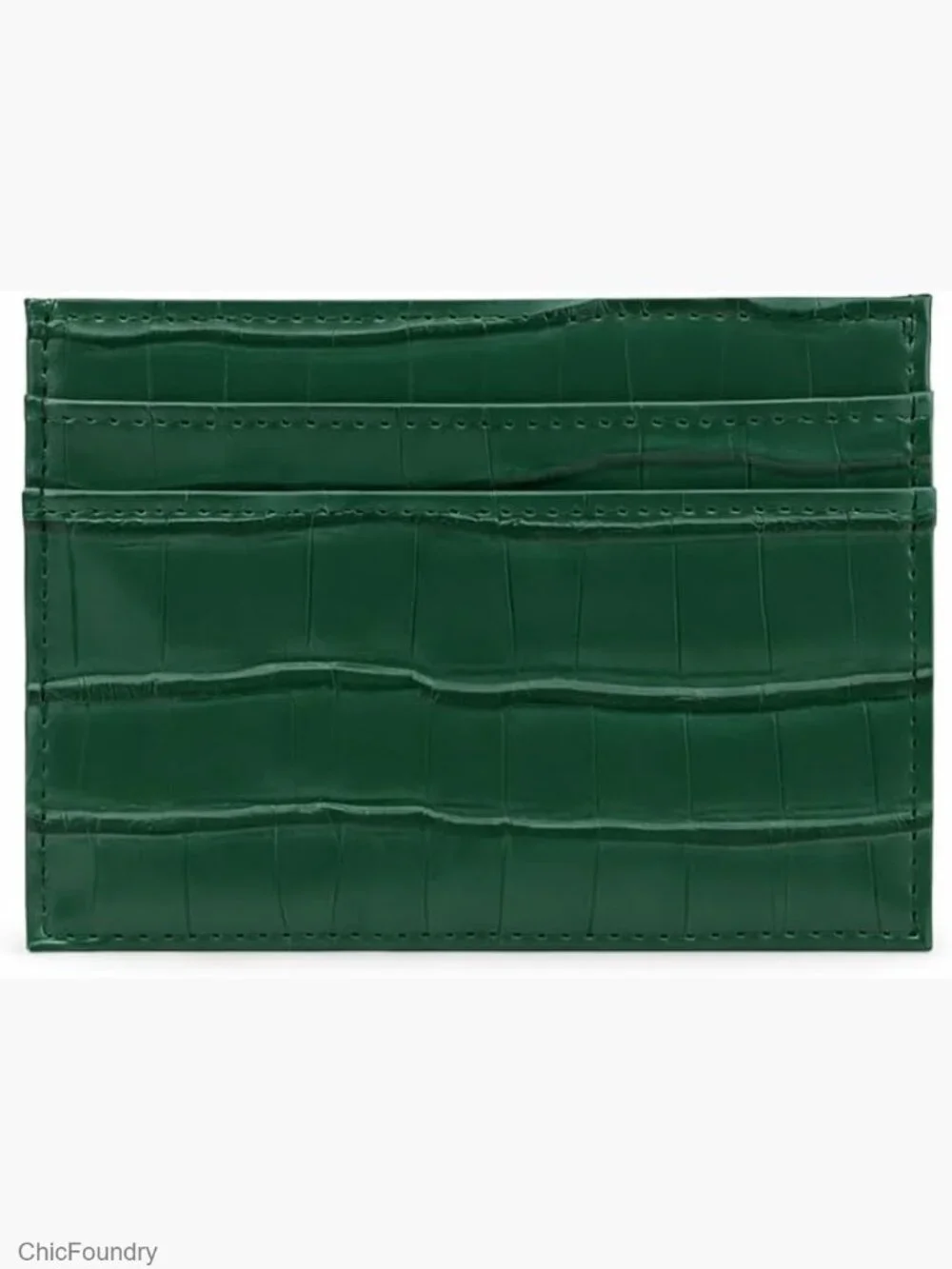Crocodile Print Card Holder with 4 Card Slots, Slim Leather Texture Wallet
