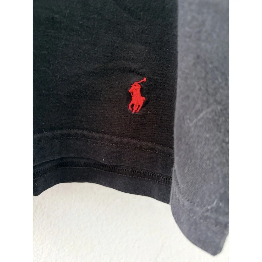 Polo Ralph Lauren Men's Classic Fit V-Neck T-Shirt Black Red Pony Logo Size L