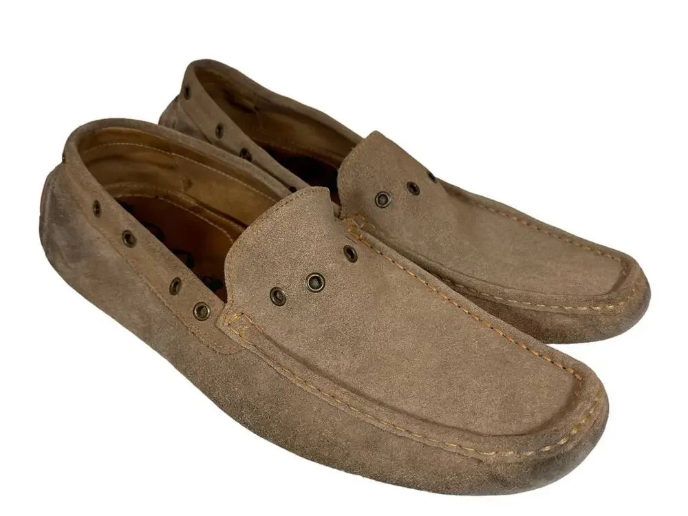 Nordstrom 1901 Sz: 14 Tan Suede Low Top Slip On Driving Moccasin Loafers M05711