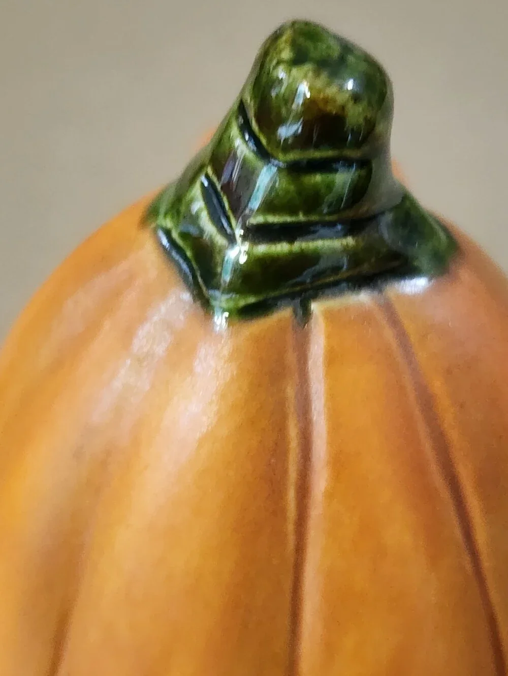 Halloween Ceramic Anthropomorphic Pumpkin Silly Face Handpainted 3.75