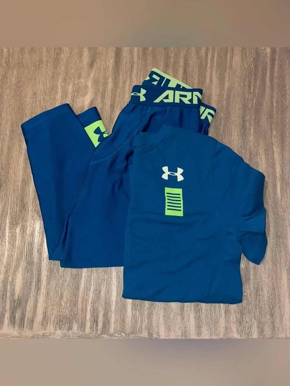 Under Armour Royal Blue Compression Set with Neon Green Accents
