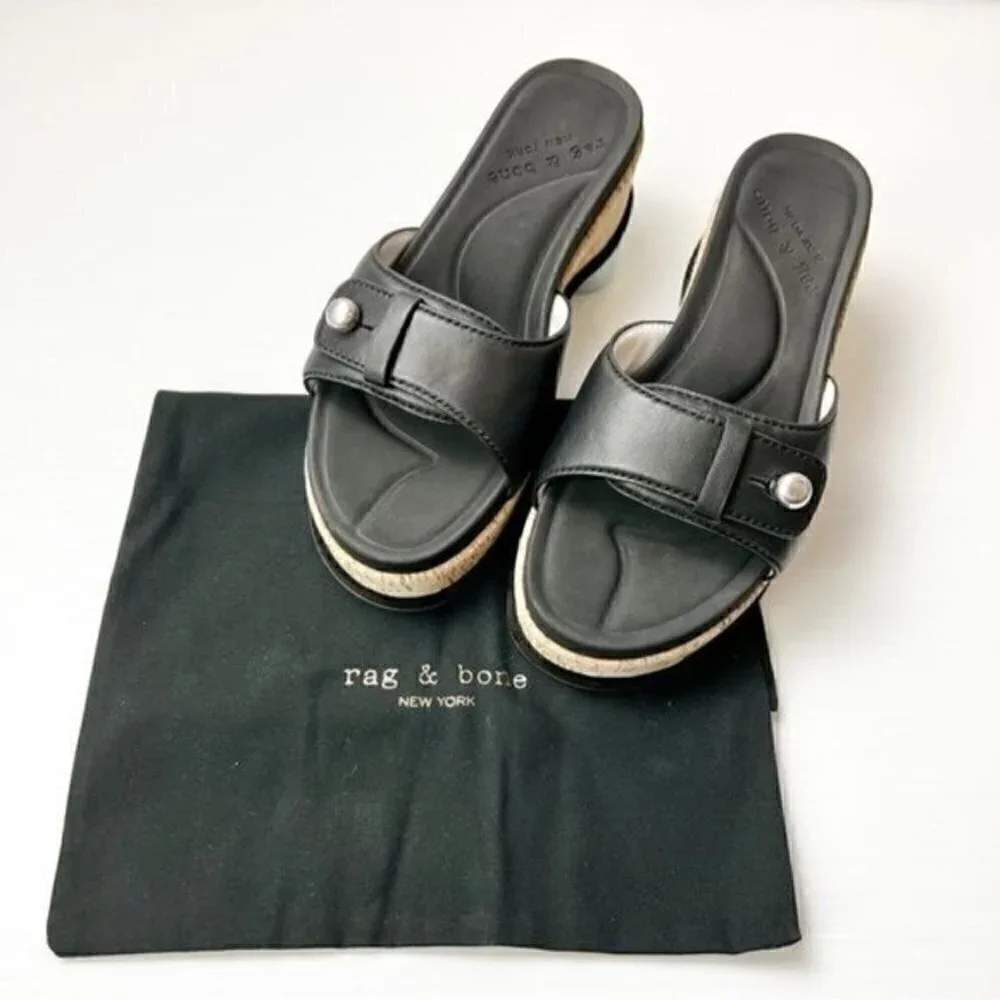 Rag & Bone Women's Black Ragbone Sommer Wedge Sandal size 8.5