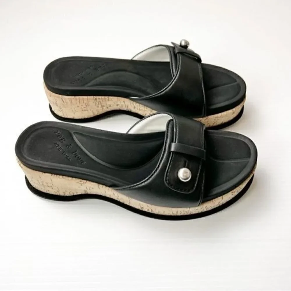 Rag & Bone Women's Black Ragbone Sommer Wedge Sandal size 8.5