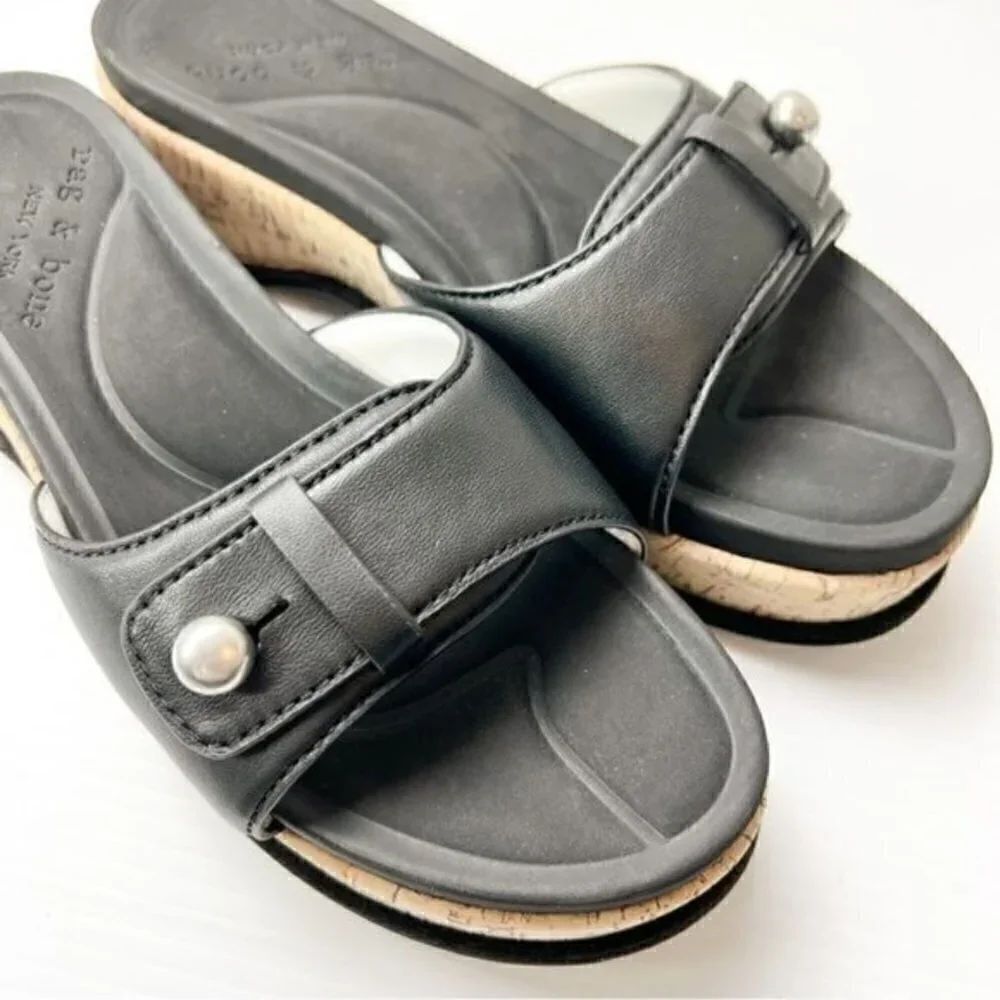 Rag & Bone Women's Black Ragbone Sommer Wedge Sandal size 8.5