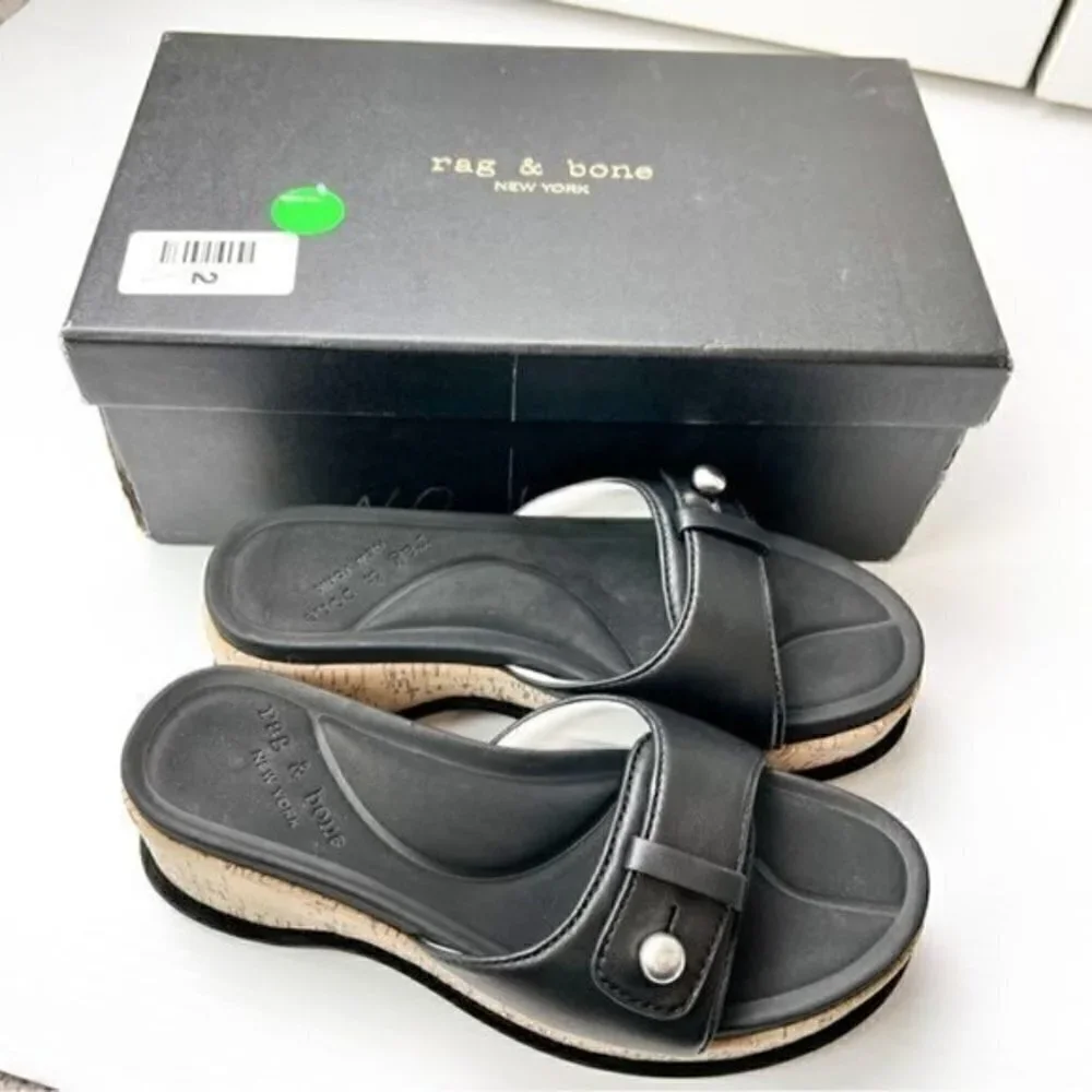 Rag & Bone Women's Black Ragbone Sommer Wedge Sandal size 8.5