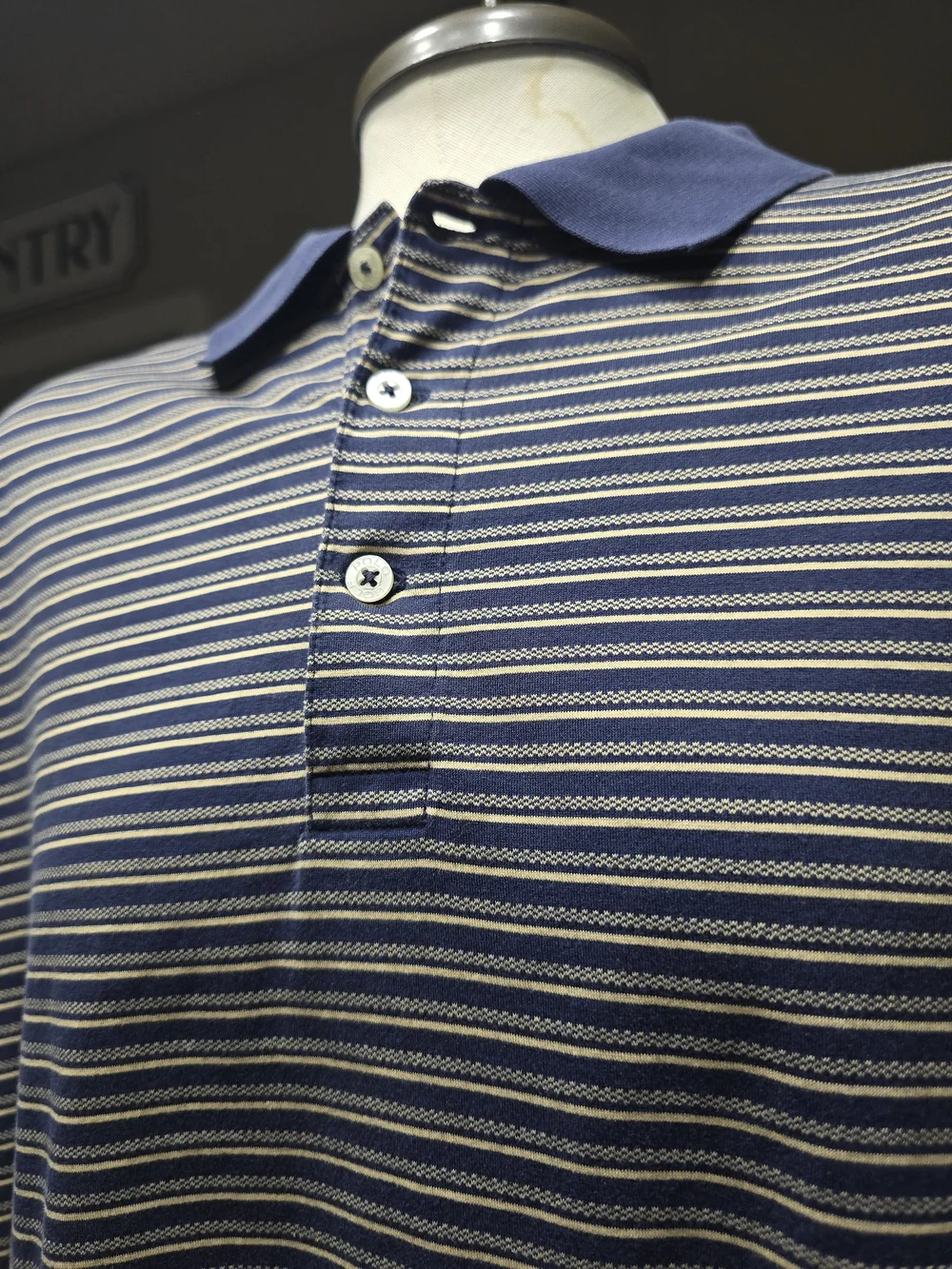 Polo Golf Ralph Lauren Men's Striped Polo Shirt Blue Pima Cotton Size Large