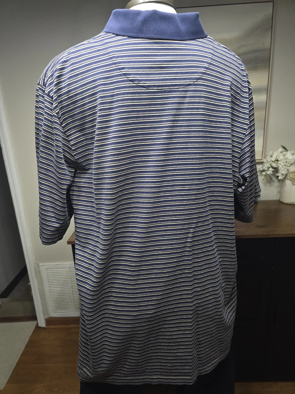 Polo Golf Ralph Lauren Men's Striped Polo Shirt Blue Pima Cotton Size Large