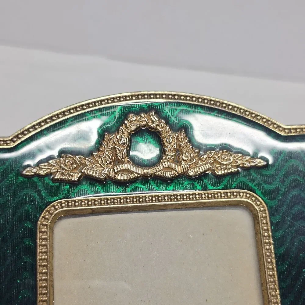Vtg Terragrafics French Empire Picture Frame Green Gold Hollywood Regency