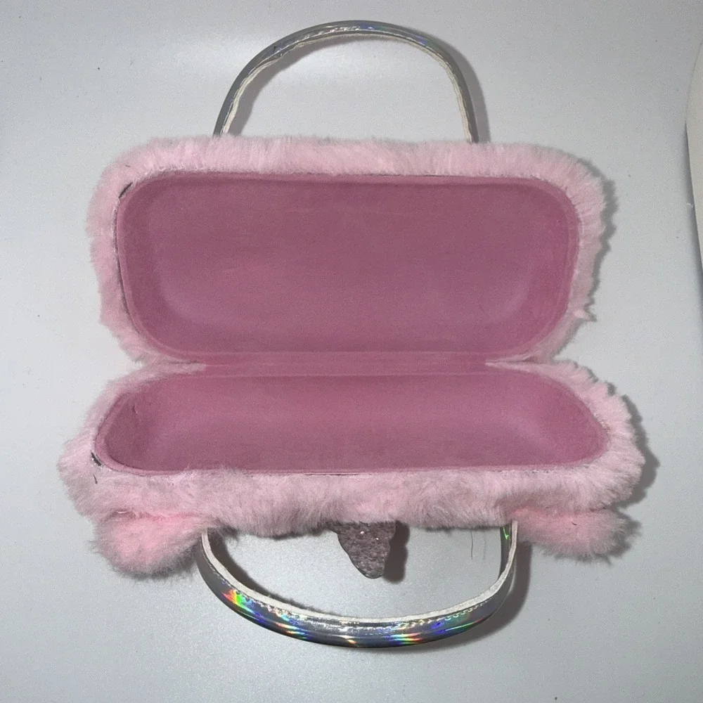 Unicorn Purse / Sunglass purse Capelli New York Faux Pink Fur Vibrant Rainbow