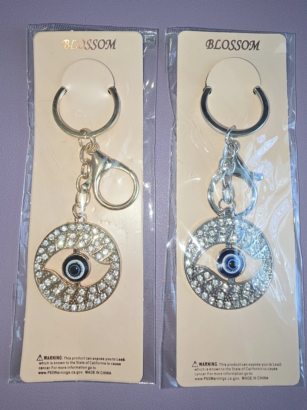 Pick One! Crystal Evil Eye Keychain — Gold and Silver, New with Tags!