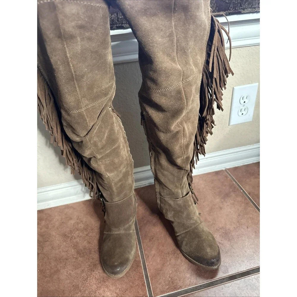 Naughty Monkey Frilly Fanta Fringe Boho Western Cowgirl Boot Sz 6