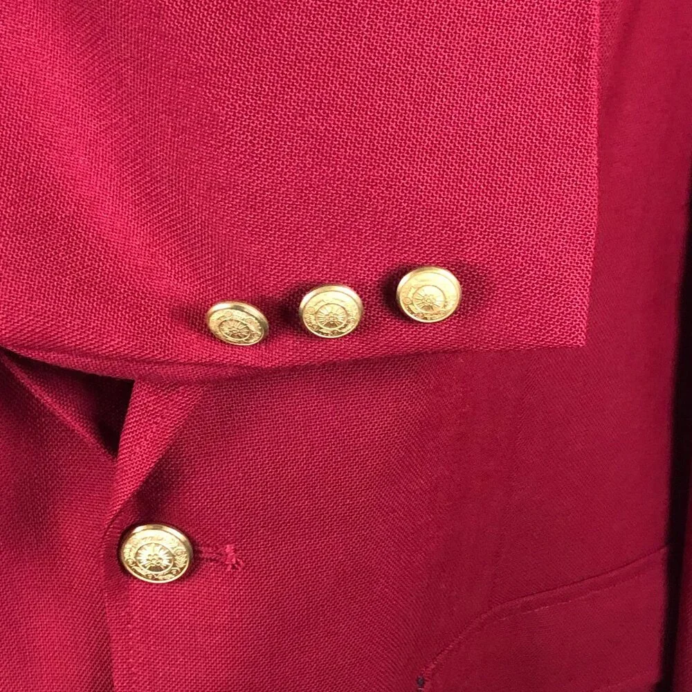 Vintage Edwards Red Blazer — Made in USA | Gold Crest Buttons | Heritage