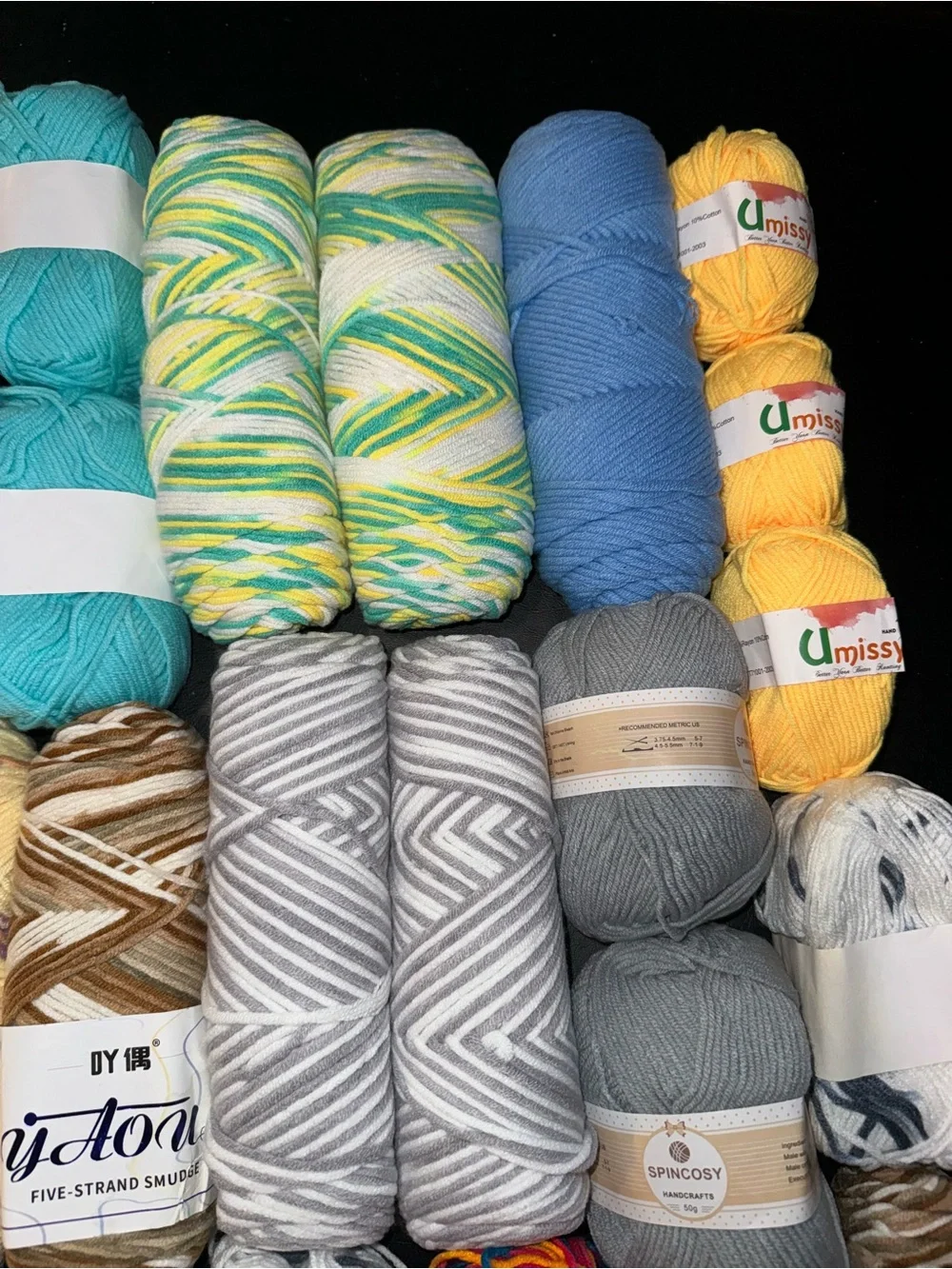 Yarn Lot of 28 skeins various sizes and styles all new lot #1