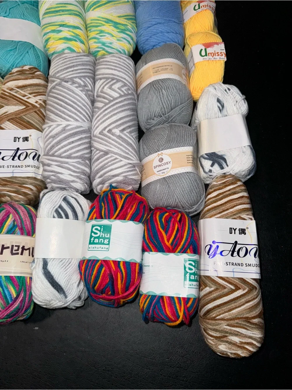 Yarn Lot of 28 skeins various sizes and styles all new lot #1