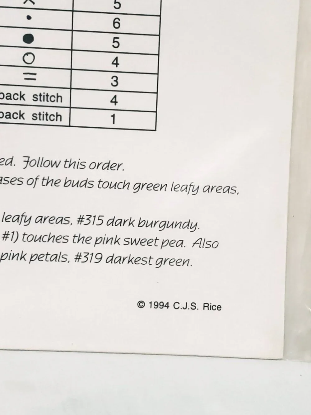 Sweet Peas Flower #20 Counted Cross Stitch Chart-Pak The Lilac Studio 1994