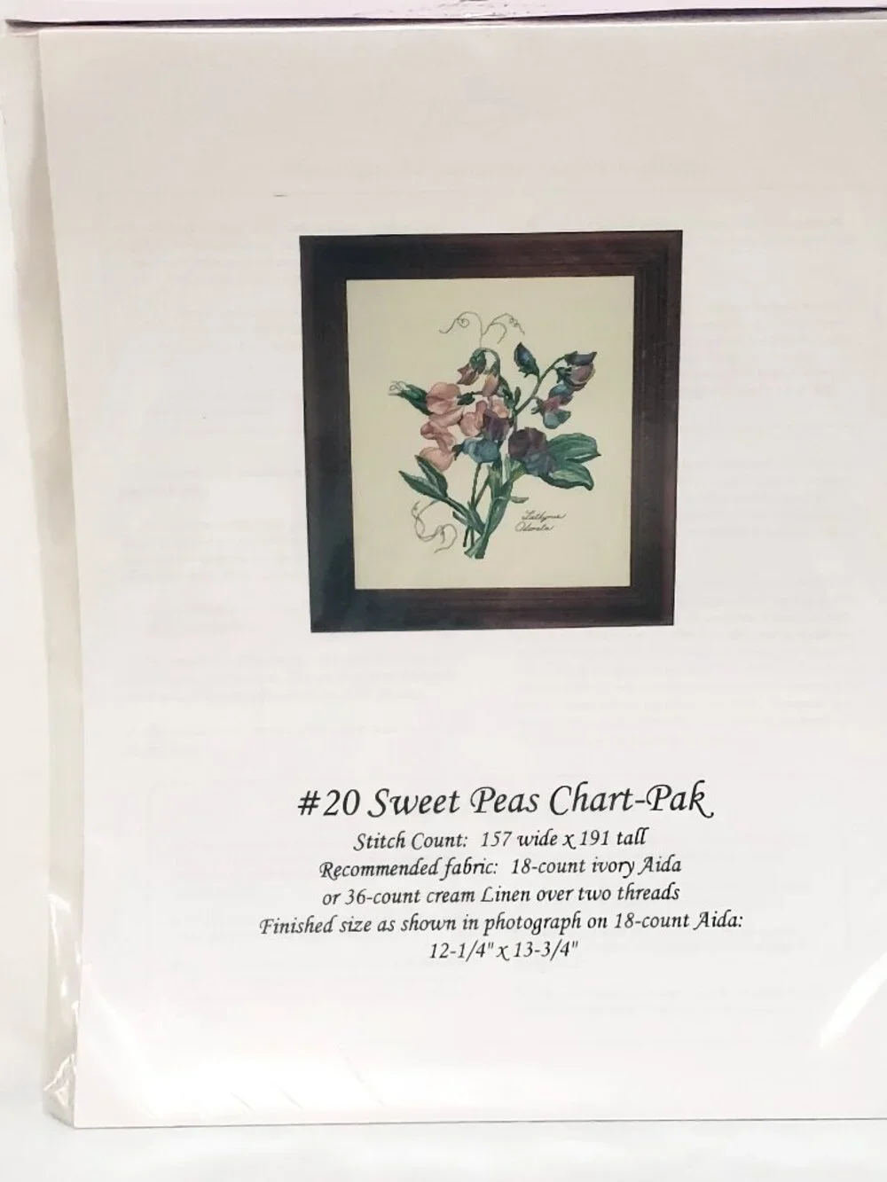 Sweet Peas Flower #20 Counted Cross Stitch Chart-Pak The Lilac Studio 1994