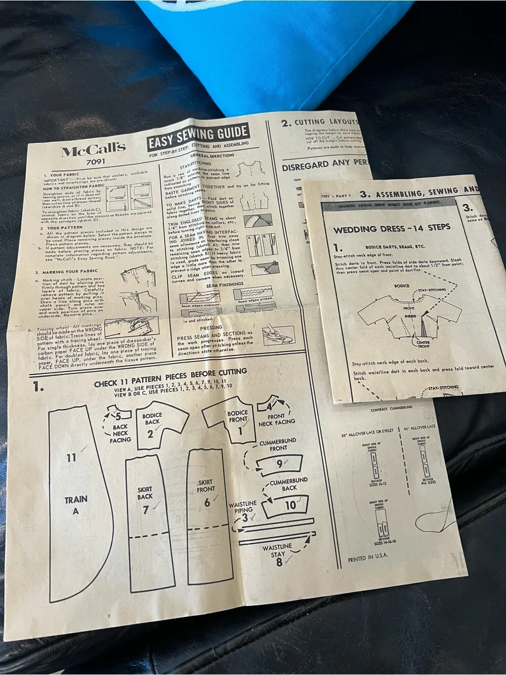 Vintage Sewing Wedding Gown Pattern Cut Usable Measurements 31-24-33