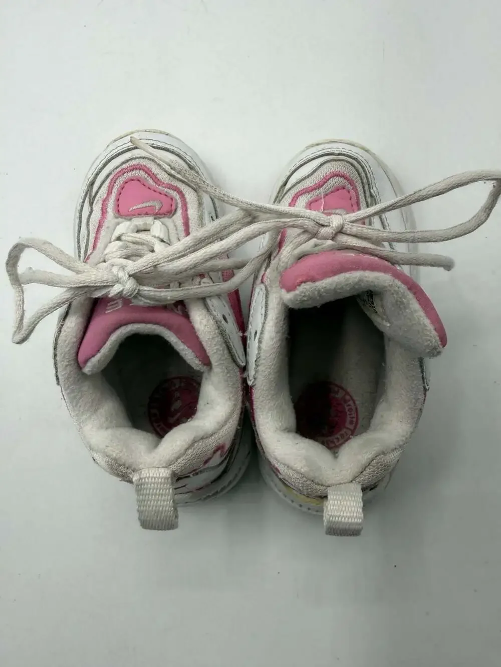 Vintage Nike Toddler Girls White and Pink Lace-Up Athletic Sneakers 6.5c 1999
