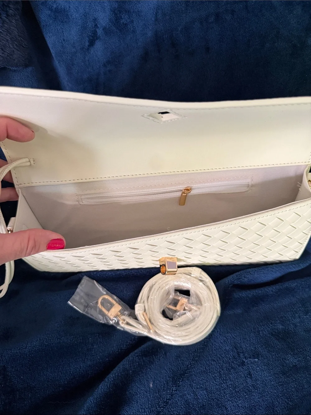 Woven Leather Wristlet Clutch - Ivory