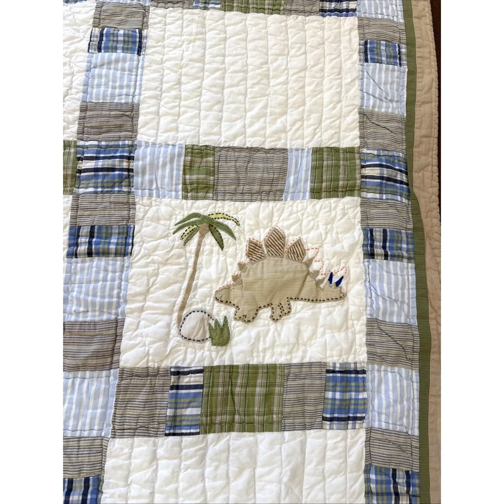 Pottery Barn Kids Jurassic Dinosaur Patchwork Twin Quilted Blanket 66x86 Bedding