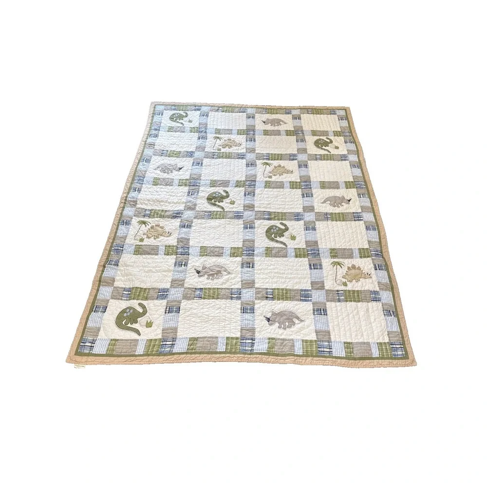 Pottery Barn Kids Jurassic Dinosaur Patchwork Twin Quilted Blanket 66x86 Bedding