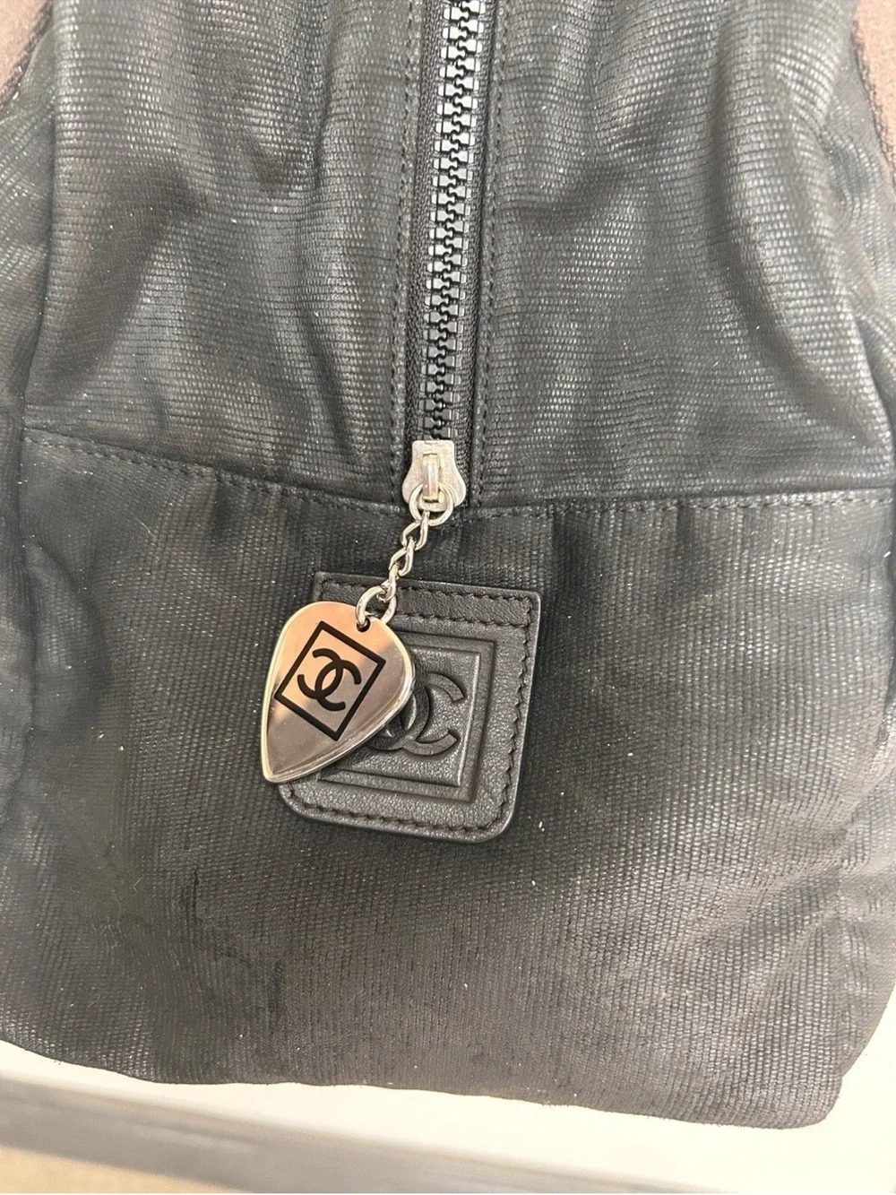 CHANEL black nylon