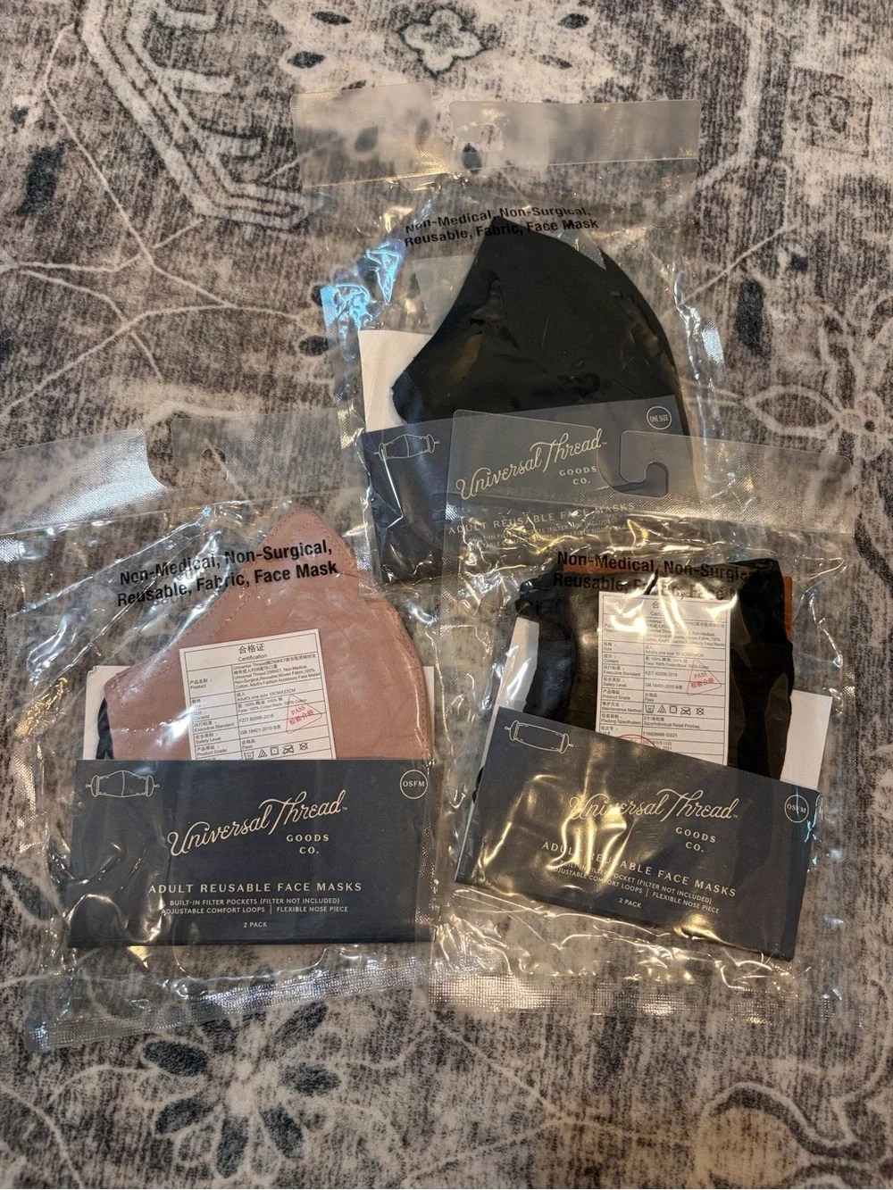 Universal Thread Women's Reusable Face Masks in Black & Tan