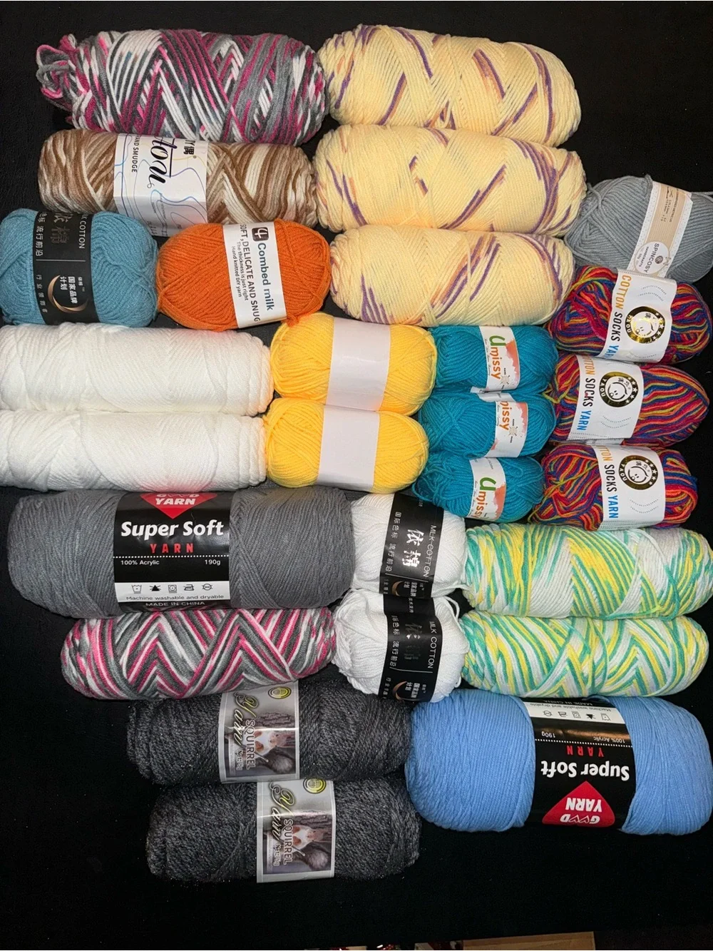 Yarn Lot of 28 skeins various sizes and styles all new lot #2