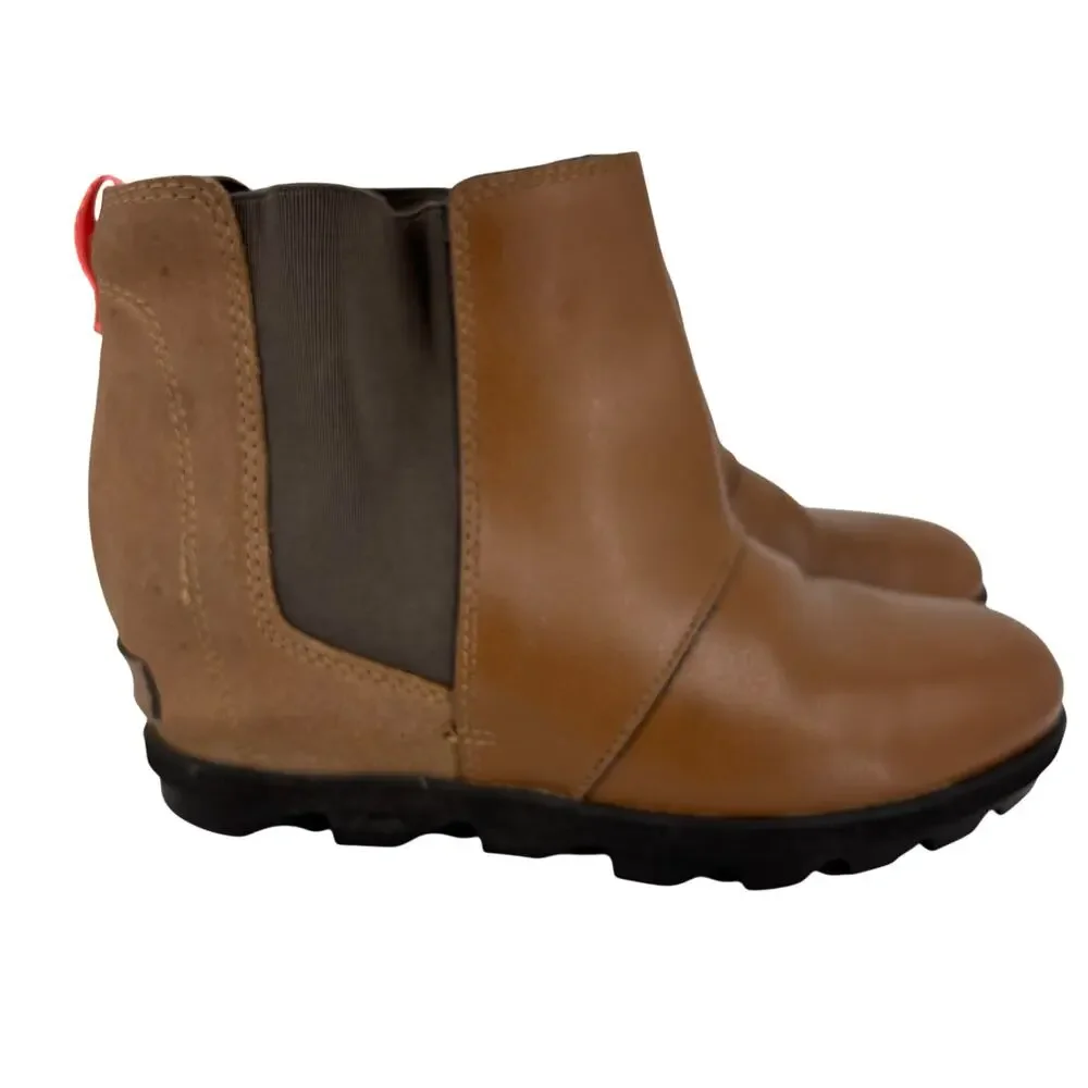 Sorel Joan of Arctic Wedge II Chelsea Bootie Size 4 Brown Leather Pull On Boot