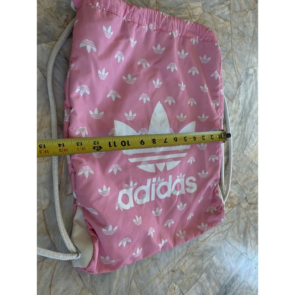 Adidas Originals Pink Trefoil Monogram Drawstring Cinch Backpack Bag B172 043516
